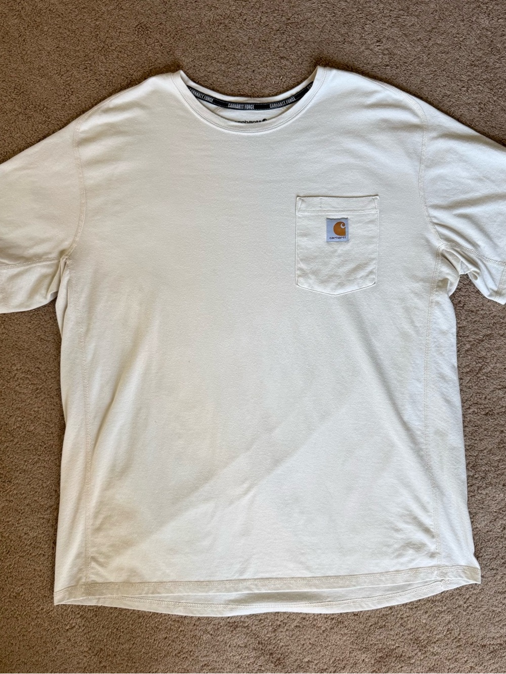 Carhartt Men’s Force Relaxed T-Shirt Cream Short-Sleeve Pocket Tee